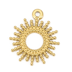 Золотой 304 кулон из нержавеющей стали, солнечные чары, золотые, 17.5x15 мм