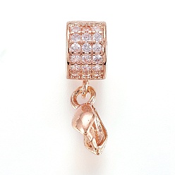 Розовое Золото Латуни льда поручительств выбор щепотка, с кубического циркония, прозрачные, розовое золото , 19 мм, отверстия: 5.5 mm, Внутренний диаметр: 4x4.5 mm