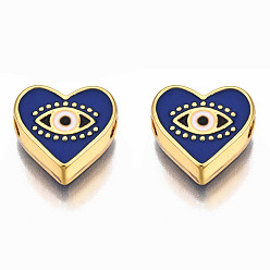 Темно-Синий Стойки обшивки сплава эмали подвески, золотой свет, без кадмия, без никеля и без свинца, Сердце с глаз, темно-синий, 11x12x4.5 мм, отверстие : 2 мм