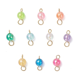 (52) Непрозрачная лаванда Подвески-коннекторы из прозрачного акрила цвета AB, с 304 двойными петлями из нержавеющей стали, золотые, разноцветные, 13x6 мм, Отверстие : 3 мм & 1.8 мм