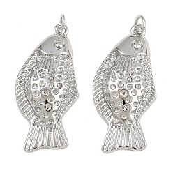 Платина Латунные подвески, рыбы прелести, с целью перехода в кольце, стойки покрытие, без свинца и без кадмия, долговечный, платина, 34.5x16x5 мм, отверстие : 3.4 мм