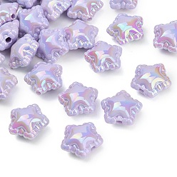 Lilac Plating Opaque Acrylic Beads, Star, Lilac, 18x19.5x10.5mm, Hole: 2.5mm