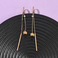 Настоящее золото 18K Серьги из 304 нержавеющей стали, круглый с палкой, ионное покрытие (ip), реальный 18 k позолоченный, 78.5x13.5 мм