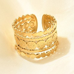 Настоящее золото 18K 304 многослойные открытые манжеты из нержавеющей стали для женщин, реальный 18 k позолоченный, 14 мм, регулируемый