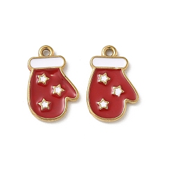 Другие 304 нержавеющей стальной эмали подвески, прелести рождественской тематики, ионное покрытие (ip), реальный 18 k позолоченный, перчатки, 17x11.5x2 мм, отверстие : 1.2 мм