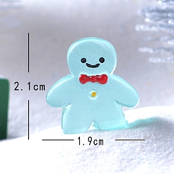 Голубой Рождественские светящиеся украшения из микропейзажа из смолы, светится в темноте, Колобок, голубой, 21x19 мм