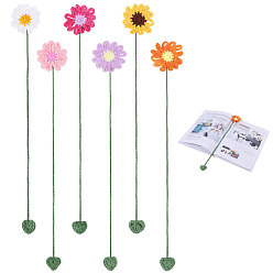 Mixed Color 6Pcs Polyester Flower Bookmark, Mixed Color, 350mm
