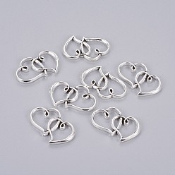 Античное Серебро Соединители с двойным сердечком в тибетском стиле, без кадмия и без свинца, античное серебро, 24x31x3 мм, Отверстие : 14x9~15 мм , около 294 шт / 1000 г