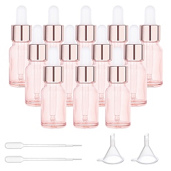 Pink 12 наборы колонна стеклянная ароматерапия подупаковка флакон, флаконы-капельницы, с 12 крышкой из оксида алюминия шт., 12 штекер из полипропилена, 2 пластиковые пипетки и 2 воронки., розовые, 2.5x8 см, емкость: 10 мл (0.34 жидких унций)