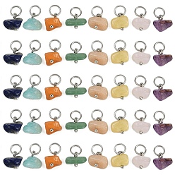 Нержавеющая Сталь Цвет 40 шт. 8 стили натуральный розовый кварц, аметист, лазурит, амазонит, красный агат, зеленый авантюрин, солнечный камень, топаз, нефритовые подвески, с открытыми пружинными кольцами из нержавеющей стали 304, цвет нержавеющей стали, 7.5~10.5x5~7x7.5~10 мм, отверстие : 4.2 мм, 5 шт / стиль