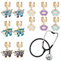 (52) Непрозрачная лаванда 12 шт 6 стиль сплав эмаль стетоскоп подвеска украшения, с 304 фурнитурой из нержавеющей стали, овца, разноцветные, 22 мм, 2 шт / стиль