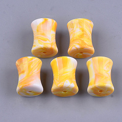 Gold Acrylic Beads, Imitation Gemstone Style, Two Tone, Bamboo Joint, Gold, 23x19mm, Hole: 3mm, about 77pcs/500g