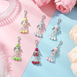 (52) Непрозрачная лаванда Подвески из акрила и стекла витые стеклярус украшения, ангел, со сплавочной фурнитурой, разноцветные, 57.5 мм