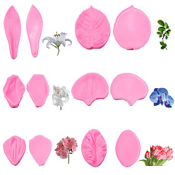 Ярко-Розовый Силиконовые формы для лепестков и листьев, ярко-розовый, 44~118x33~62.5x7~17 мм, 1 шт / стиль