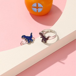 Розовое Золото Сплав динозавра с эпоксидной смолой регулируемые кольца для пальцев для детей, розовое золото , внутренний диаметр: регулируемый