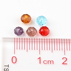 Mixed Color Faceted Rondelle Transparent Glass Beads, Mixed Color, 4x3mm, Hole: 1mm
