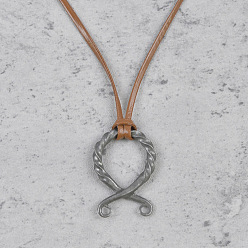 Cross Ожерелья из сплава с подвеской из искусственной кожи, античное серебро, тролль крест, 19.69~23.62 дюйм (50~60 см)