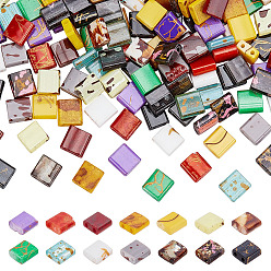 (52) Непрозрачная лаванда 140 шт. 14 цвета 2 стеклянный бисер с отверстиями, , квадратный, разноцветные, 5x4.5~5.5x2~2.5 мм, отверстие : 0.5~0.8 мм, 10 шт / цвет
