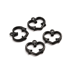 Electrophoresis Black 304 Stainless Steel Toggle Clasps Parts Ion Plating(IP), Heart, Electrophoresis Black, 15x15.5x2mm, Hole: 1.6mm
