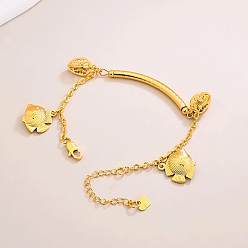 Fish Летние пляжные регулируемые браслеты с подвесками в виде морских животных из латуни для женщин, рыба, 7-1/8 дюйм (18 см)