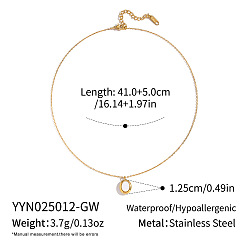 Настоящее золото 18K Минималистичные 304 овальные подвески из нержавеющей стали с белой эмалью для женщин, реальный 18 k позолоченный, 16.14 дюйм (41 см)