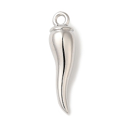 Платина Стойки обшивки латунные подвески, без кадмия и без свинца, долговечный, формы чили, платина, 17x4.5 мм, отверстие : 1.4 мм