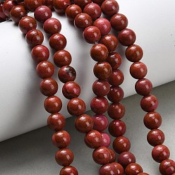Красный Камень Нити синтетических бусин из красной яшмы, гладкий круглый, 6.5 мм, отверстие : 0.8 мм, около 62 шт / нитка, 15.16'' (38.5 см)