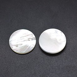 White Shell Cabochons, Flat Round, White, 24.5~25x3.5~4mm