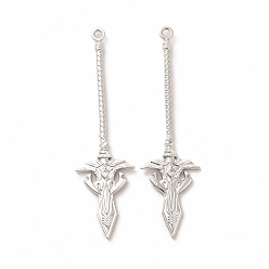 Платина Стойки обшивки сплава большие кулоны, без кадмия, без никеля и без свинца, вооружение, платина, 70x19x3 мм, отверстие : 2 мм