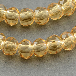 Sandy Brown Transparent Glass Beads Strands, Faceted, Rondelle, Sandy Brown, 3x2mm, Hole: 0.5mm, about 160~165pcs/strand, 15.35 inch~15.75 inch(39~40cm)