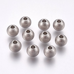Edelstahl Farbe Anlaufgeschützt 201 Edelstahlperlen, Runde, Edelstahl Farbe, 8x7 mm, Bohrung: 2 mm