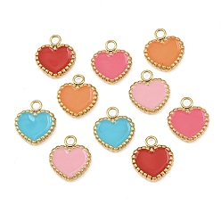 (52) Непрозрачная лаванда 304 подвески из нержавеющей стали, сердце прелести, с эмалью, золотые, разноцветные, 15x13.5x3 мм, отверстие : 2.2 мм