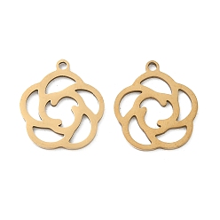 Цветок Полые 201 из нержавеющей стали кулоны, ионное покрытие (ip), лазерная резка, реальный 18 k позолоченный, цветок, 17x14.5x0.8 мм, отверстие : 1.4 мм