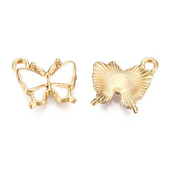 Белый Подвески из легкого позолоченного сплава, с эмалью, бабочка, белые, 13x13.5x2.5 мм, отверстие : 1.8 мм