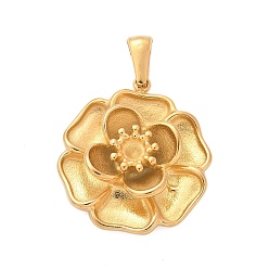 Настоящее золото 18K 304 подвески из нержавеющей стали, цветочный шарм, реальный 18 k позолоченный, 26.5x24x7 мм, отверстие : 2.5x7 мм