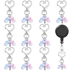 Mixed Color 12Pcs Alloy & Acrylic Pendant Decorations, with Alloy Swivel Clasps, Platinum, Mixed Color, 55mm