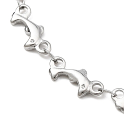 Couleur Acier Inoxydable 304 bracelet chaîne à maillons dauphin en acier inoxydable, couleur inox, 7-1/8 pouce (18 cm)