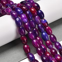 Фиолетовый Природный агат бисер нитей, форма бонго, окрашенная и подогревом, барабан, фиолетовые, 13~14x10 мм, отверстие : 1.2 мм, около 28 шт / нитка, 15.16'' (38.5 см)