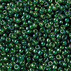 (RR354) Chartreuse Lined Green AB MIYUKI Round Rocailles Beads, Japanese Seed Beads, (RR354) Chartreuse Lined Green AB, 8/0, 3mm, Hole: 1mm, about 422~455pcs/bottle, 10g/bottle