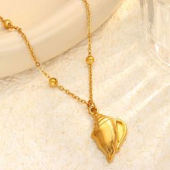 Золотой Океан 304 подвеска в форме раковины из нержавеющей стали, цепочка-спутник для женщин, золотые, 15.75 дюйм (40 см)