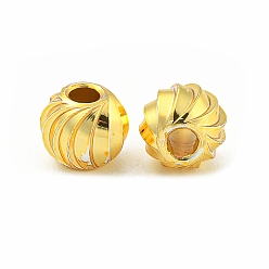 Настоящее золото 18K Латунные бусины с реечным покрытием, долговечный, без свинца, без никеля и без кадмия, текстурированный с круглым, реальный 18 k позолоченный, 5.5x4 мм, отверстие : 1.9 мм