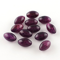 Фиолетовый Овальной имитация драгоценных камней акриловые бусины, фиолетовые, 20x12 мм, Отверстие : 2.5 мм , около 260 шт / 500 г