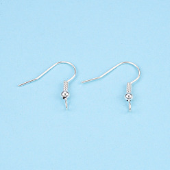 Silver Iron Earring Hooks, Ear Wire, with Horizontal Loop, Cadmium Free & Nickel Free & Lead Free, Silver, 18x0.8mm, Hole: 2mm, 22 Gauge, Pin: 0.6mm
