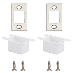 Platinum 2 Sets 201 Stainless Steel Door Reinforcement Plate with Screws, Platinum, 6.7x2.6x0.2cm