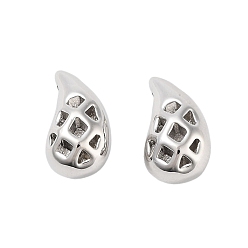 Платина Латунные бусины, без кадмия, без никеля и без свинца, слезинка с тартаном, Топ пробуренной, платина, 11x6x6 мм, отверстие : 1.2 мм