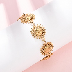 Золотой Текстурированные 304 браслеты-цепочки из нержавеющей стали с солнечными звеньями для женщин, золотые, 6-7/8 дюйм (17.5 см)