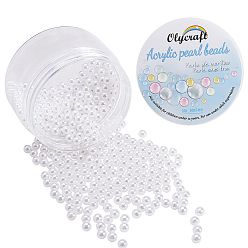 White Eco-Friendly Plastic Imitation Pearl Beads, High Luster, Grade A, No Hole, Round, White, 5mm, 500pcs/box