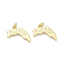 Настоящее золото 18K Латунные подвески, самородки со словом «флоридские прелести», долговечный, стойки покрытие, без свинца и без кадмия, реальный 18 k позолоченный, 14.5x19x2.5 мм, Перейти кольцо: 5x1 мм, 3 мм внутренним диаметром
