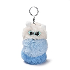 Sky Blue Cute Plush Cloth Worm Doll Pendant Keychains, with Alloy Keychain Ring, for Bag Car Key Pendant Decoration, Sky Blue, 18cm
