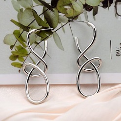 Платина Серьги из цинкового сплава, число 8, платина, 50x15 мм